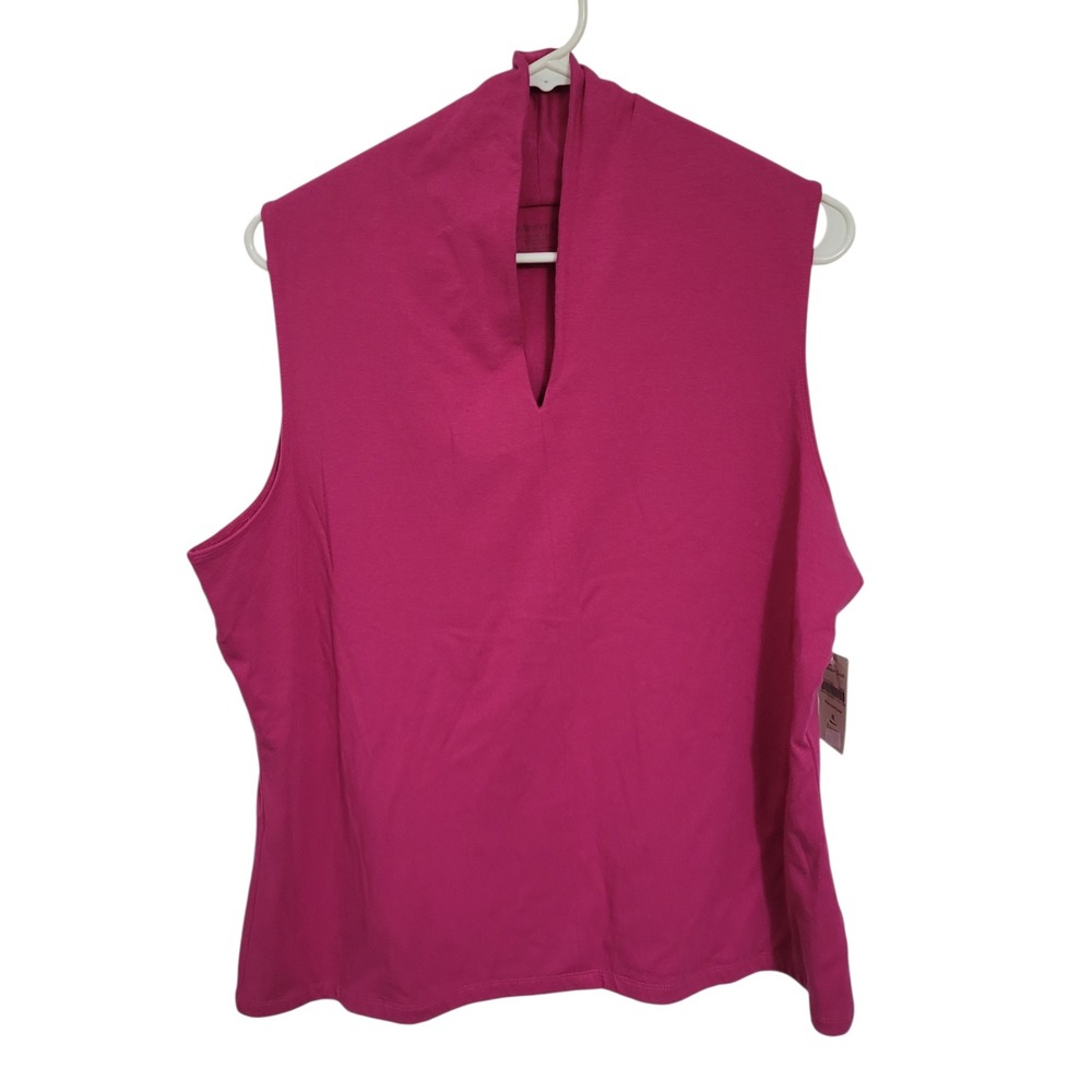 Coldwater Creek Flute Neck Tank Top Pink Supima MicroModal Sleeveless Knit SZ XL